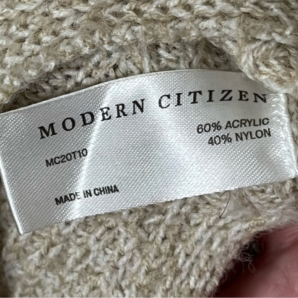 Modern Citizen Oatmeal Knit Sweater Small Chunky Crewneck Ribbed Minimalist Cozy - Picture 8 of 9